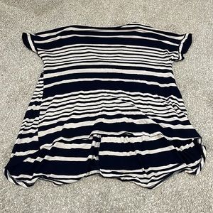 Large stripped top with criss cross back